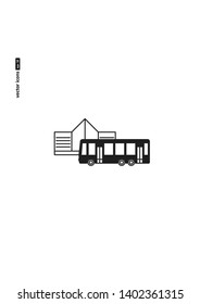 Bus station - vector icon on white background. Symbol for web, infographics, print design and mobile UX/UI kit. Vector illustration, EPS10.