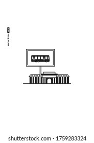 Bus station - vector icon on white background. Symbol for web, infographics, print design and mobile UX/UI kit. Vector illustration, EPS10.