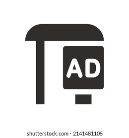Bus stop ads icon on white background