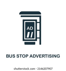 Bus Stop Advertising flat icon. Colored element sign from outdoor advertising collection. Flat Bus Stop Advertising icon sign for web design, infographics and more.