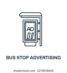 Bus Stop Advertising line icon. Colored element sign from outdoor advertising collection. Outline Bus Stop Advertising icon sign for web design, infographics and more.