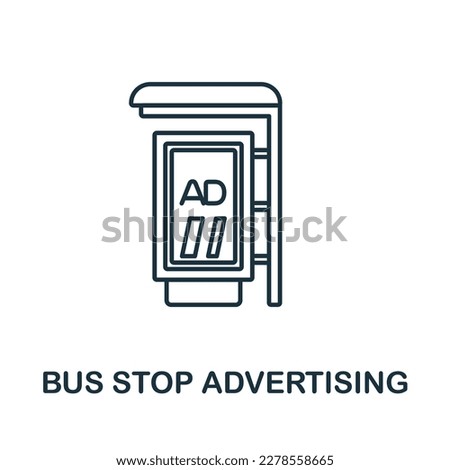 Bus Stop Advertising line icon. Colored element sign from outdoor advertising collection. Outline Bus Stop Advertising icon sign for web design, infographics and more.