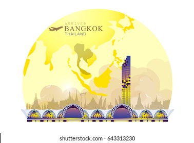 Bus stop in Bangkok city, Landmark of Bangkok Thailand