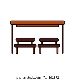 the bus stop with bench chair waiting