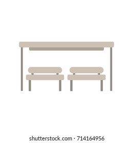 the bus stop with bench chair waiting