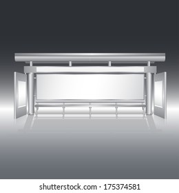 Bus stop with blank panel billboard vector