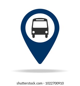 bus stop in blue map pin icon. Element of map point for mobile concept and web apps. Icon for website design and development, app development. Premium icon on white background