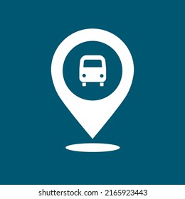 bus stop in blue map pin icon. Element of map point for mobile concept and web apps. Icon for website design and development, app development. Premium icon on white background