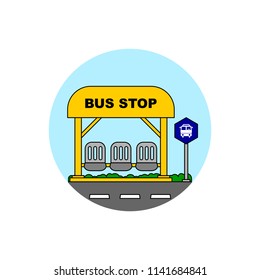 Bus stop building icon.