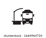 Bus stop building. Simple icon in black and white