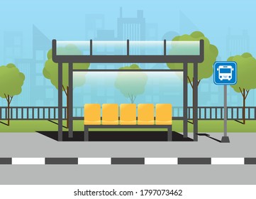 Bus Stop Cityscape Background Sign Public Stock Vector (Royalty Free ...