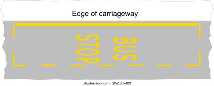 Bus stop clearway road marking, road signs in the United Kingdom
