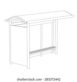 Bus stop a contour on a white background