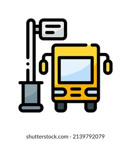 bus stop filled line style icon. vector illustration for graphic design, website, app. EPS 10