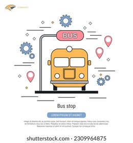 Ilustración del concepto del vector de contorno plano de parada de bus