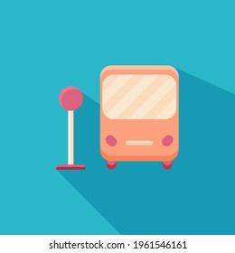 Bus Stop Flat Icon Vector Design