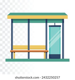 Bus stop flat vector illustration on transparent background