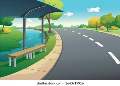 The bus stop has seats waiting for the bus to travel.