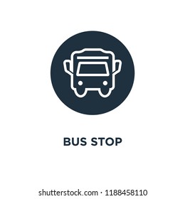 Bus stop icon. Black filled vector illustration. Bus stop symbol on white background. Can be used in web and mobile.