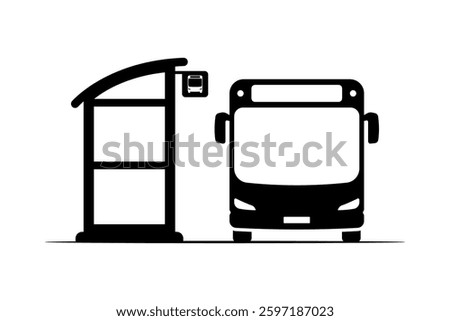 Bus stop icon. Black silhouette. Front side view. Vector simple flat graphic illustration. Isolated object on white background. Isolate.