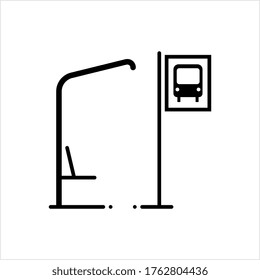 Bus Stop Icon, Designated Place For Passengers To Board Or Get Off From A Bus Vector Art Illustration