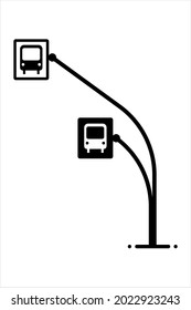 Bus Stop Icon, Designated Place For Passengers To Board Or Get Off From A Bus Vector Art Illustration