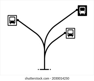 Bus Stop Icon, Designated Place For Passengers To Board Or Get Off From A Bus Vector Art Illustration