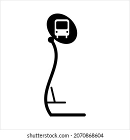 Bus Stop Icon, Designated Place For Passengers To Board Or Get Off From A Bus Vector Art Illustration