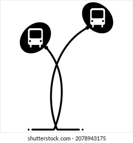 Bus Stop Icon, Designated Place For Passengers To Board Or Get Off From A Bus Vector Art Illustration