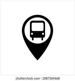 Bus Stop Icon, Designated Place For Passengers To Board Or Get Off From A Bus Vector Art Illustration