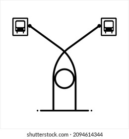 Bus Stop Icon, Designated Place For Passengers To Board Or Get Off From A Bus Vector Art Illustration