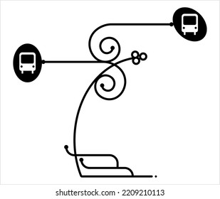 Bus Stop Icon, Designated Place For Passengers To Board Or Get Off From A Bus Vector Art Illustration