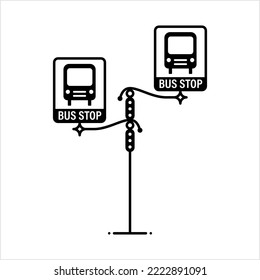 Bus Stop Icon, Designated Place For Passengers To Board Or Get Off From A Bus Vector Art Illustration