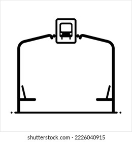 Bus Stop Icon, Designated Place For Passengers To Board Or Get Off From A Bus Vector Art Illustration