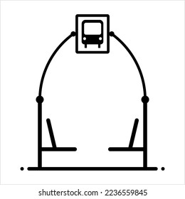 Bus Stop Icon, Designated Place For Passengers To Board Or Get Off From A Bus Vector Art Illustration