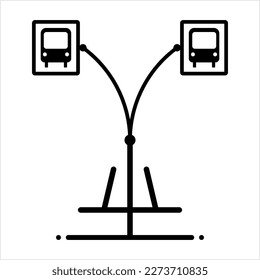 Bus Stop Icon, Designated Place For Passengers To Board Or Get Off From A Bus Vector Art Illustration