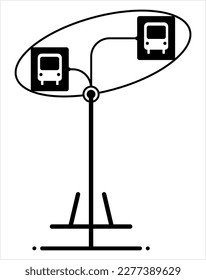 Bus Stop Icon, Designated Place For Passengers To Board Or Get Off From A Bus Vector Art Illustration