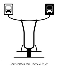 Bus Stop Icon, Designated Place For Passengers To Board Or Get Off From A Bus Vector Art Illustration