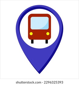 Bus Stop Icon, Designated Place For Passengers To Board Or Get Off From A Bus Vector Art Illustration