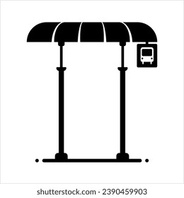 Bus Stop Icon, Designated Place For Passengers To Board Or Get Off From A Bus Vector Art Illustration