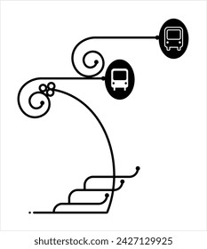 Bus Stop Icon, Designated Place For Passengers To Board Or Get Off From A Bus Vector Art Illustration