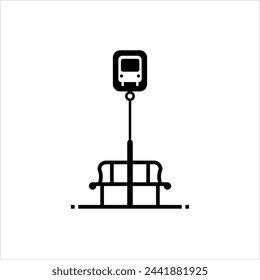 Bus Stop Icon, Designated Place For Passengers To Board Or Get Off From A Bus Vector Art Illustration