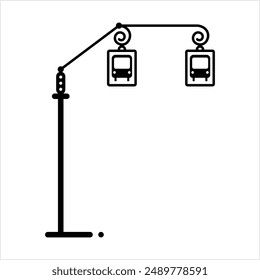 Bus Stop Icon, Designated Place For Passengers To Board Or Get Off From A Bus Vector Art Illustration