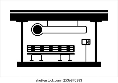 Ícone De Parada De Ônibus, Local Designado Para Os Passageiros Embarcarem Ou Saírem De Uma Ilustração De Arte Vetorial De Ônibus