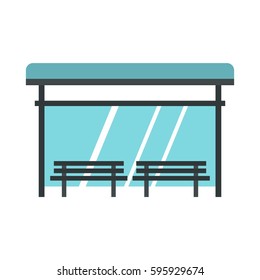 Bus stop icon in flat style isolated on white background vector illustration