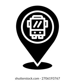 Ilustración vectorial de diseño de glifo de icono de parada de autobús