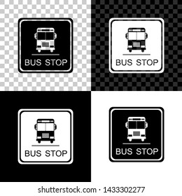 Bus stop icon isolated on black, white and transparent background. Vector Illustration