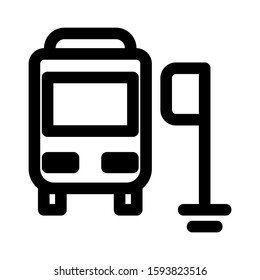 bus stop icon isolated sign symbol vector illustration - high quality black style vector icons
