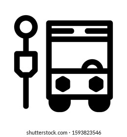 bus stop icon isolated sign symbol vector illustration - high quality black style vector icons
