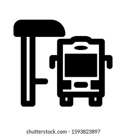 bus stop icon isolated sign symbol vector illustration - high quality black style vector icons
